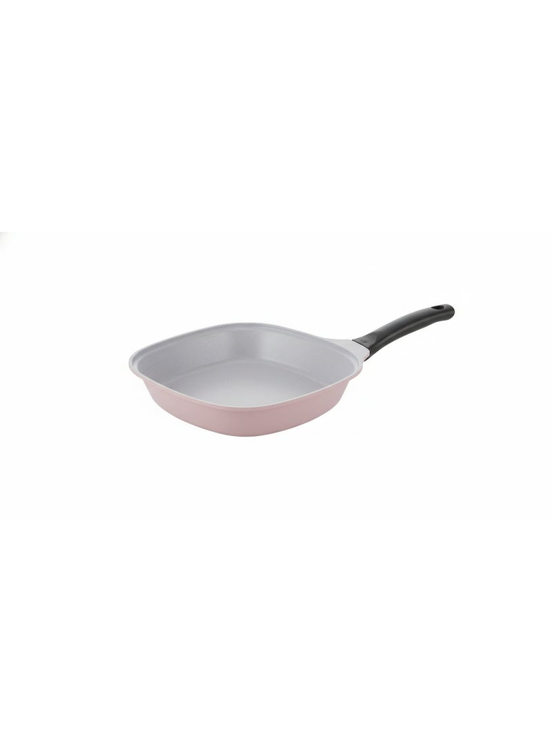 BS B&S 28cm Non-Stick Square Grill Pan Pink & White | Durable Aluminum - Image 1