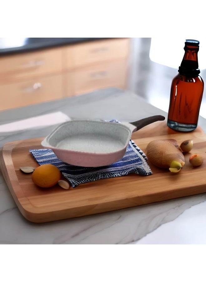 BS B&S 28cm Non-Stick Square Grill Pan Pink & White | Durable Aluminum - Image 2