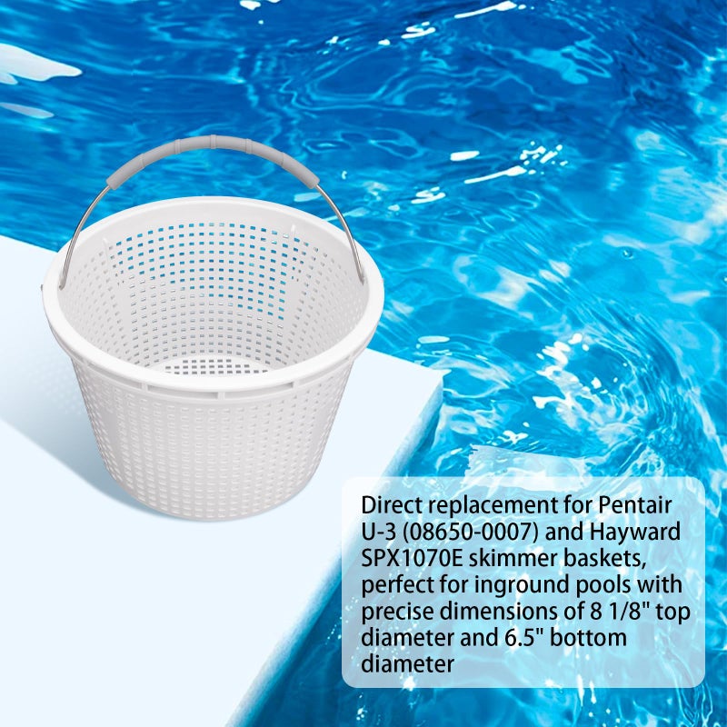 Neowah 8" Pool Skimmer Basket for Inground Pool, Compatible with Pentair U-3 Skimmer Basket 08650-0007 and Hayward SP1070 SPX1070E Pool Basket,with Built-in Brass Weight, Handle and Rubber Grip - Image 5