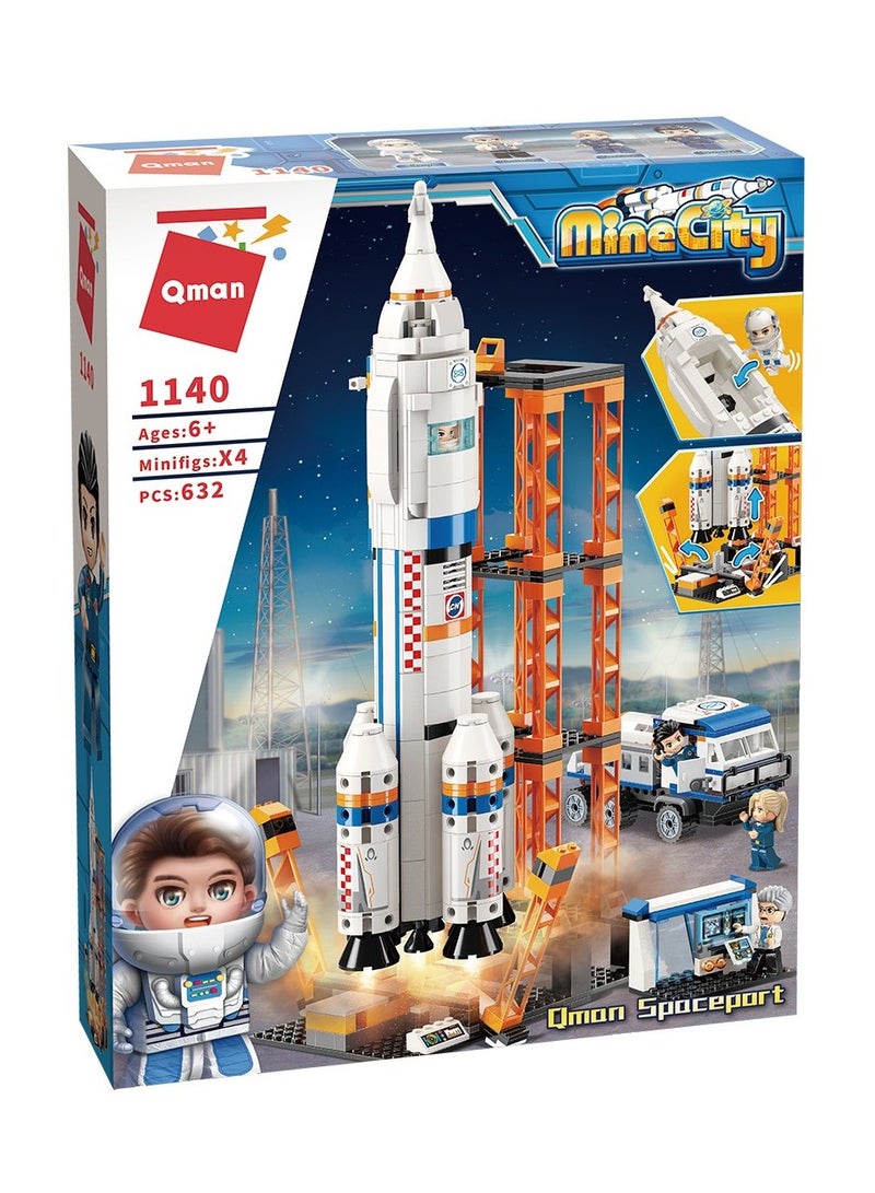 Qman Mine City Space Rocket Launch 632 Pieces - C1140  - Image 1