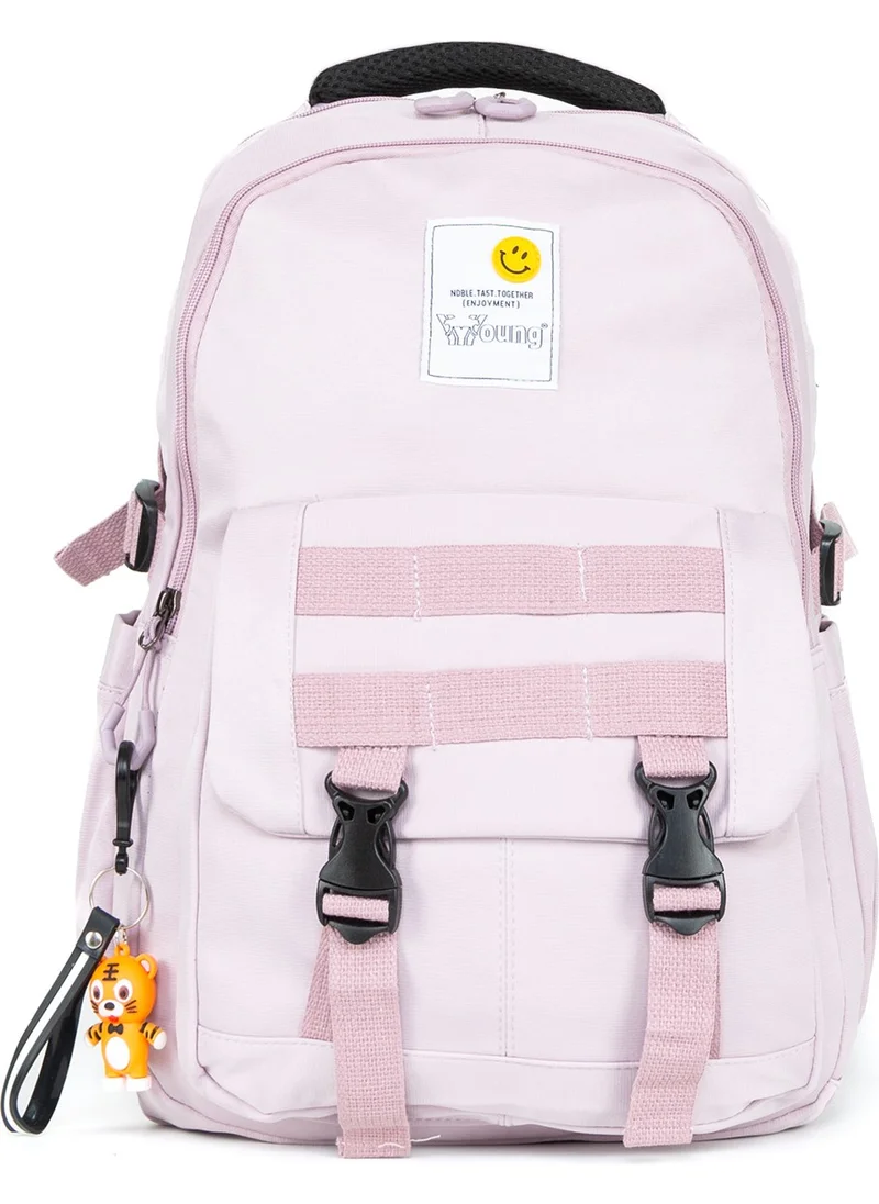Necati Çanta Necati Bag Ready for School and Far Away Lands: 15.6 Inch Travel Backpack with Laptop Compartment" Powder