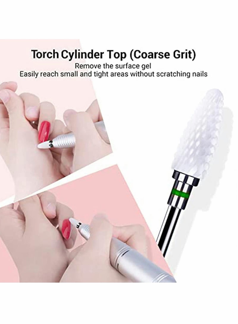 Ceramic Nail Drill Bits Set, 5Pcs 3/32'' Professional Acrylic Nail File Drill Bit for Remove Acrylic Gel Nails Cuticle Manicure Pedicure