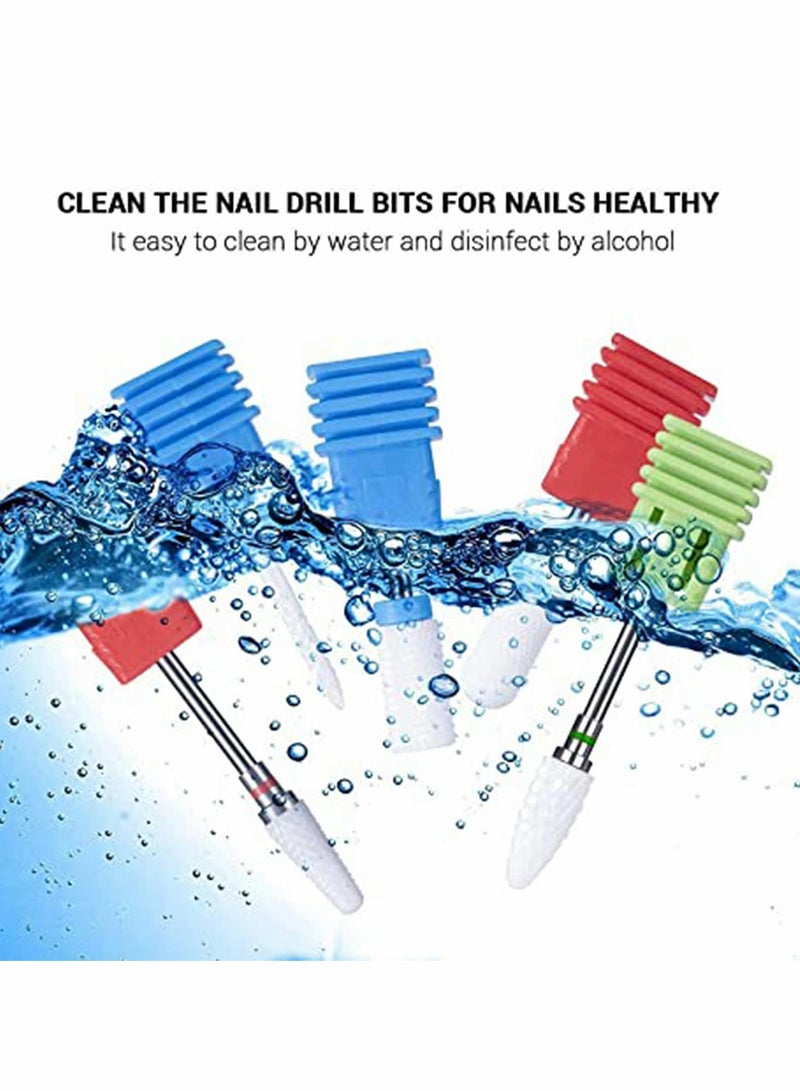 Ceramic Nail Drill Bits Set, 5Pcs 3/32'' Professional Acrylic Nail File Drill Bit for Remove Acrylic Gel Nails Cuticle Manicure Pedicure