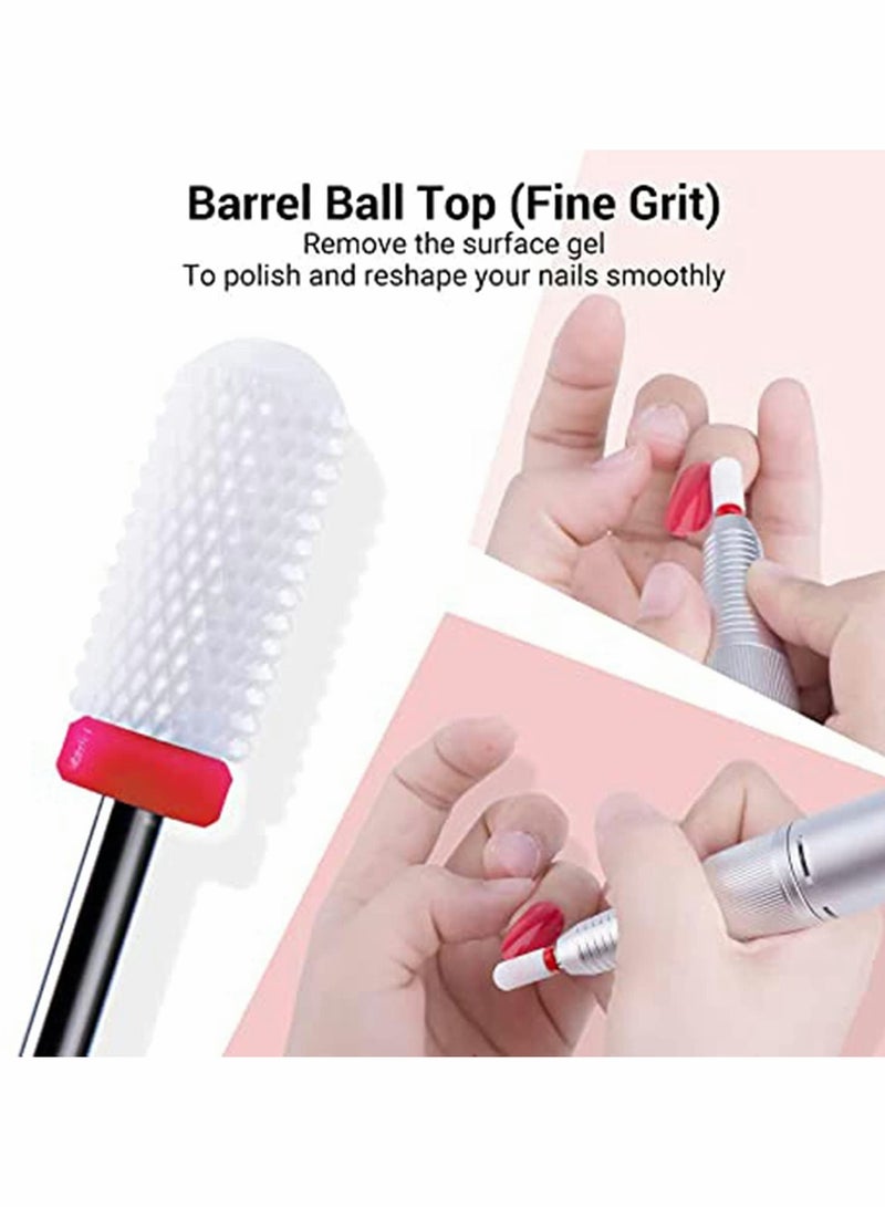 Ceramic Nail Drill Bits Set, 5Pcs 3/32'' Professional Acrylic Nail File Drill Bit for Remove Acrylic Gel Nails Cuticle Manicure Pedicure