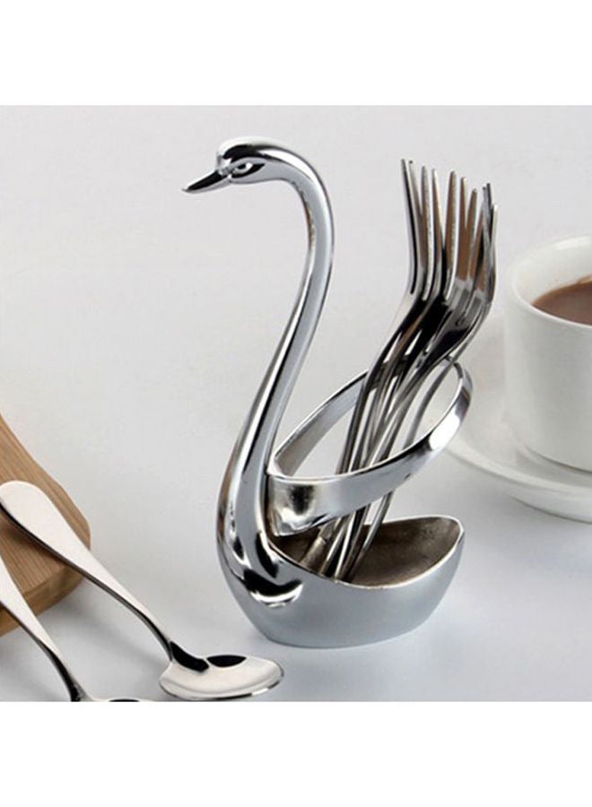 NIBEMINENT Swan Shaped Cutlery Holder Silver 15x7.5cm - Image 4