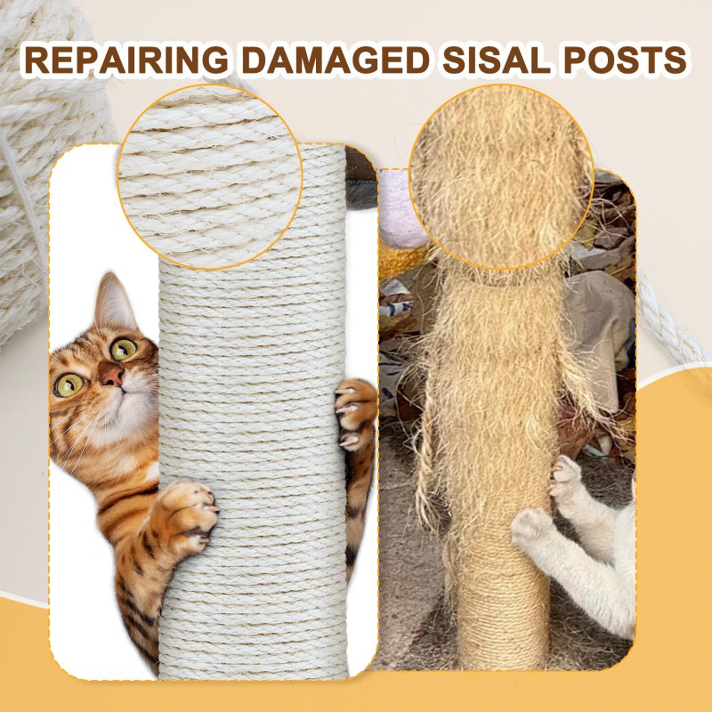 Cymuber Sisal Rope for Cat Scratcher, Cymuber 6mm Cat Sisal Rope for Replace Scratching Post and Scratcher Repair, DIY Hemp Twine for Tree Tower Carpet Mat Kicker House Pet Toy and Crafts(65-Feet/20M) - Image 4