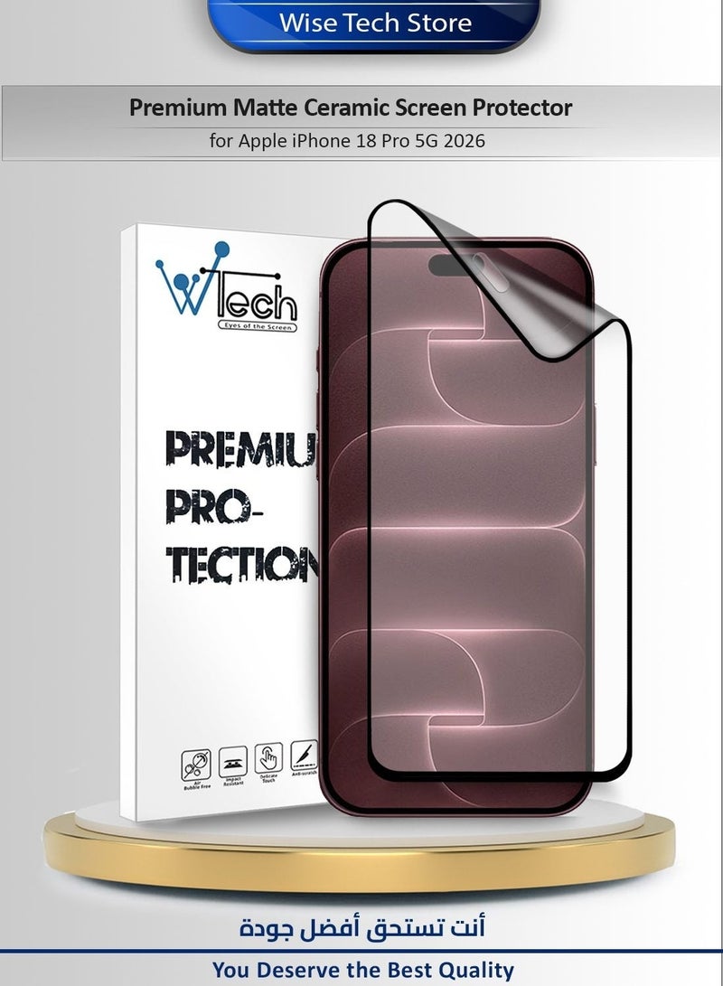 Wtech Apple iPhone 18 Pro 5G 2026 TPU Bumper Corners With Hard PC Case Cover (MCTPTN) - Clear & Apple iPhone 18 Pro 5G 2026 Premium Nano Ceramic Full Glue Full Cover Matte Flexible Screen Protector (MSCNMN) - Clear/Black Bundle - Image 3