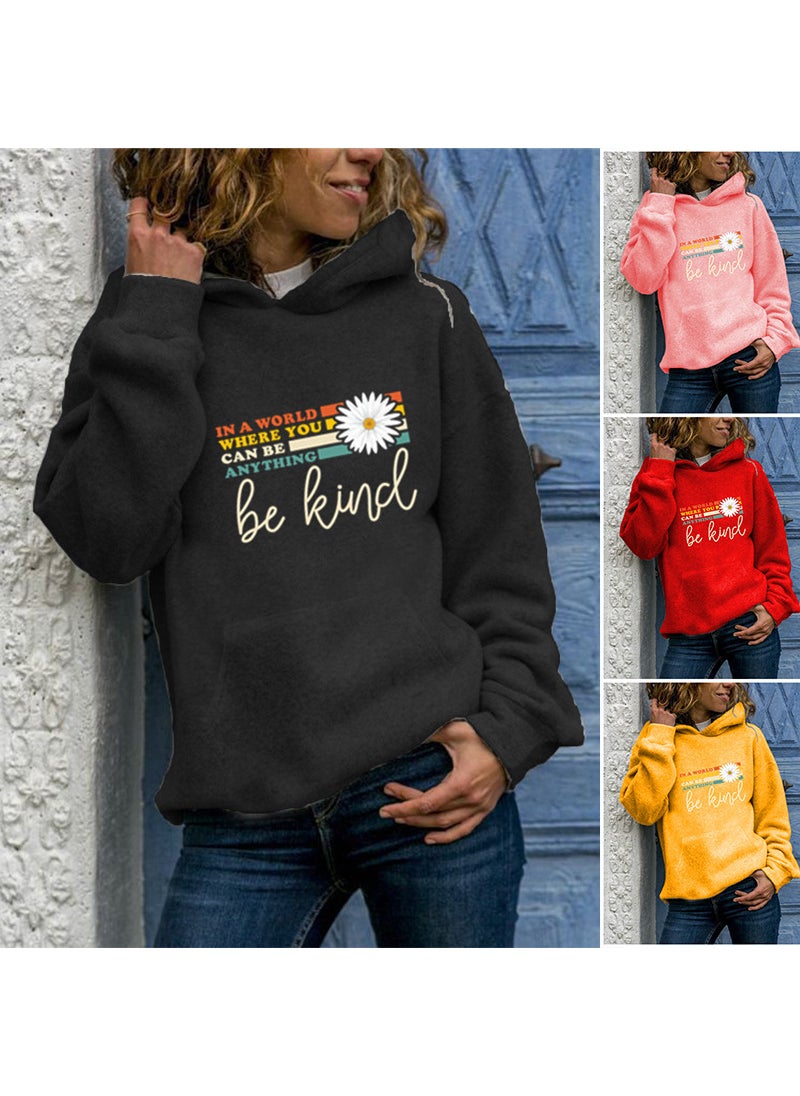 Generic - Long Sleeve Hoodie Womens Streetwear round Neck Animal Print Oversized Sweatshirt Comfortable Polyester Casual Fashion red hooded - Image 1