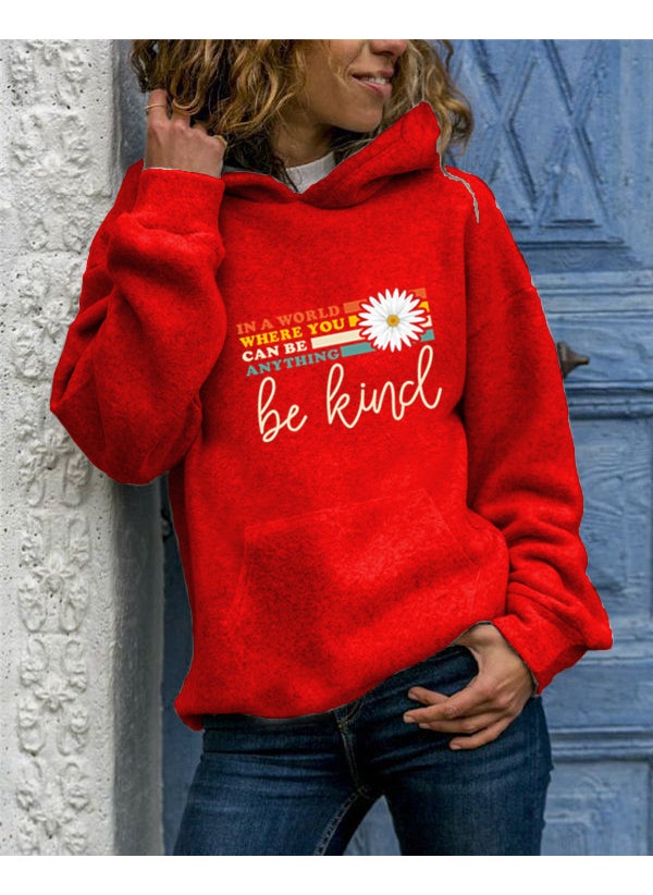 Generic - Long Sleeve Hoodie Womens Streetwear round Neck Animal Print Oversized Sweatshirt Comfortable Polyester Casual Fashion red hooded - Image 1