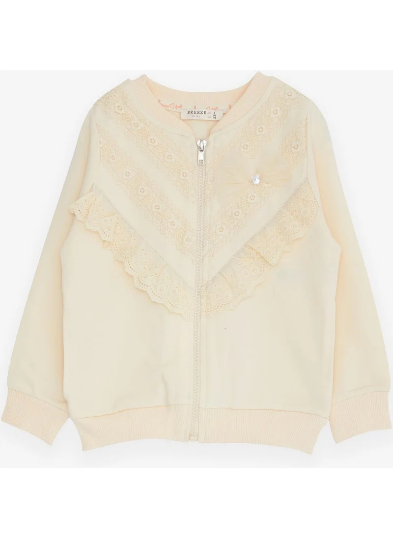 Breeze Girl's Cardigan Laced 3-7 Years, Cream