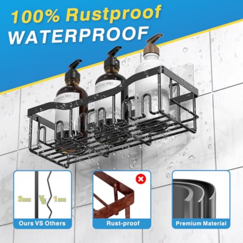 Adhesive Shower Caddy, 5 Pack Rustproof Stainless Steel Bath Organizers With Large Capacity, No Drilling Shelves for Bathroom Storage and Home Decor - Image 5