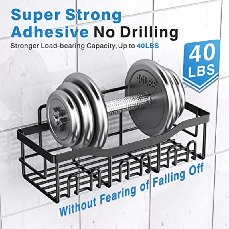 Adhesive Shower Caddy, 5 Pack Rustproof Stainless Steel Bath Organizers With Large Capacity, No Drilling Shelves for Bathroom Storage and Home Decor - Image 4