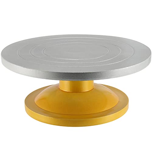SINJEUN 10 Inch Sculpting Wheel, Pottery Banding Wheel, Silver Round Ceramics Turntable Sculptor Pottery Tool for Model-Making, Paint Spraying, Crafting - Image 1