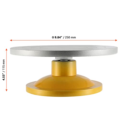 SINJEUN 10 Inch Sculpting Wheel, Pottery Banding Wheel, Silver Round Ceramics Turntable Sculptor Pottery Tool for Model-Making, Paint Spraying, Crafting - Image 2