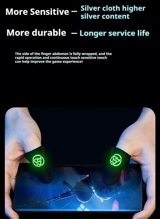 2-Pairs Luminous Gaming Finger Sleeves for Mobile /Tablet , Sensitive handling,Breathable Sweat Proof Ultra-Thin Gamer Touchscreen Thumb Gloves, Professional PUBG Game Finger Covers(With Storage Box)  - Image 3