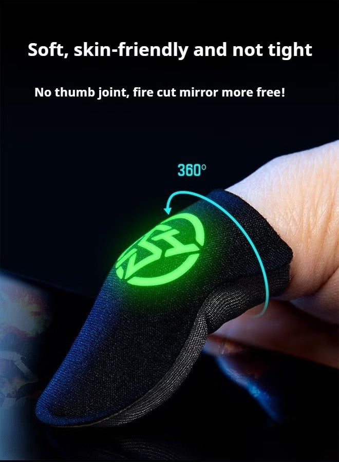 2-Pairs Luminous Gaming Finger Sleeves for Mobile /Tablet , Sensitive handling,Breathable Sweat Proof Ultra-Thin Gamer Touchscreen Thumb Gloves, Professional PUBG Game Finger Covers(With Storage Box)  - Image 5