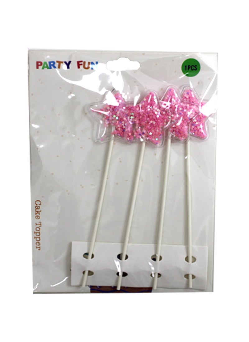 Pink Star Shape Cake Topper 4pcs