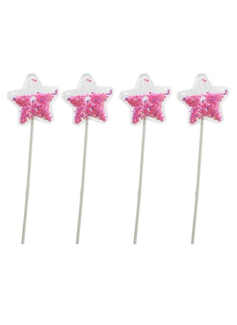 Pink Star Shape Cake Topper 4pcs