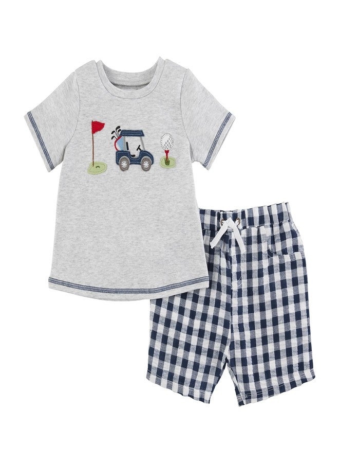 Mud Pie baby boys Short Set, Grey, Small US - Image 1