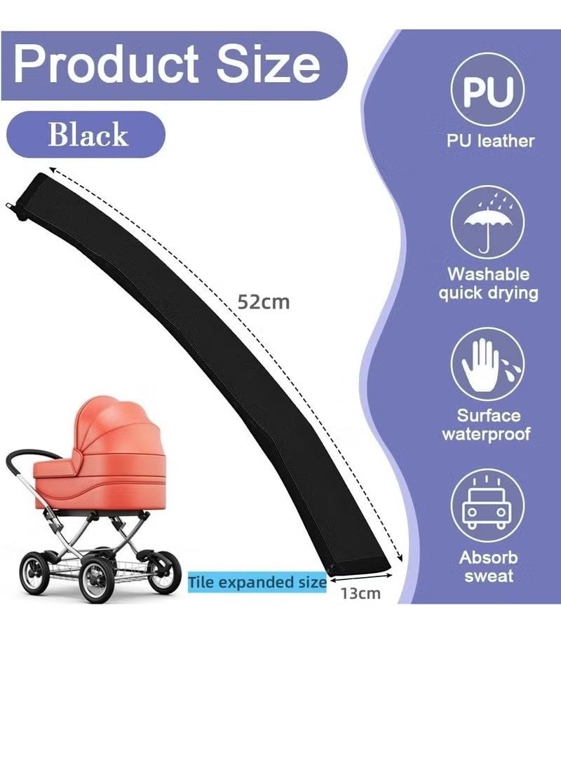 2 PCS Pushchair Handle Leather Pram Handle Cover Universal Buggy Handle Cover Pushchair Handle PU Leather Pushchair with Zip for Dustproof - Image 2