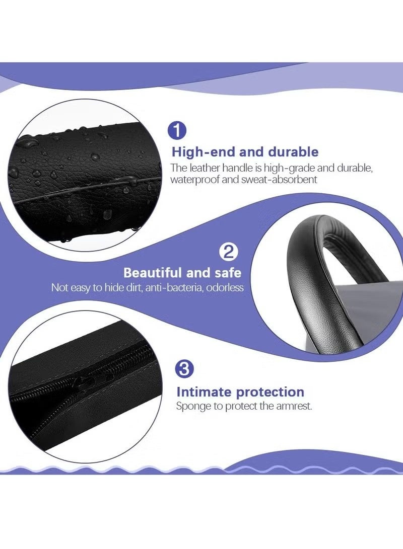 2 PCS Pushchair Handle Leather Pram Handle Cover Universal Buggy Handle Cover Pushchair Handle PU Leather Pushchair with Zip for Dustproof - Image 3