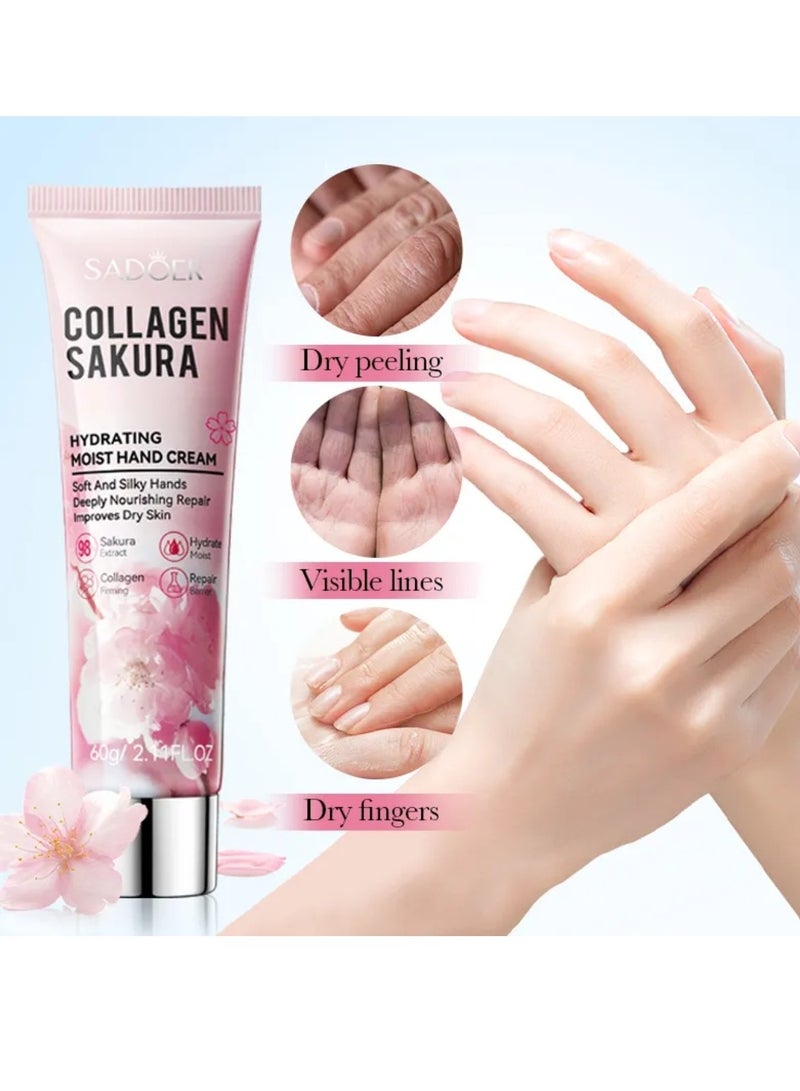 SADOER 60g Collagen Sakura Hydrating Moist Hand Cream - Image 2