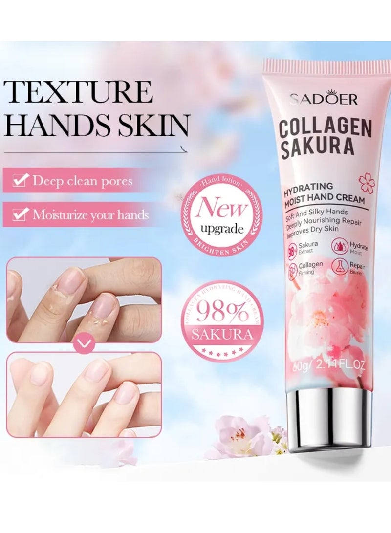 SADOER 60g Collagen Sakura Hydrating Moist Hand Cream - Image 3