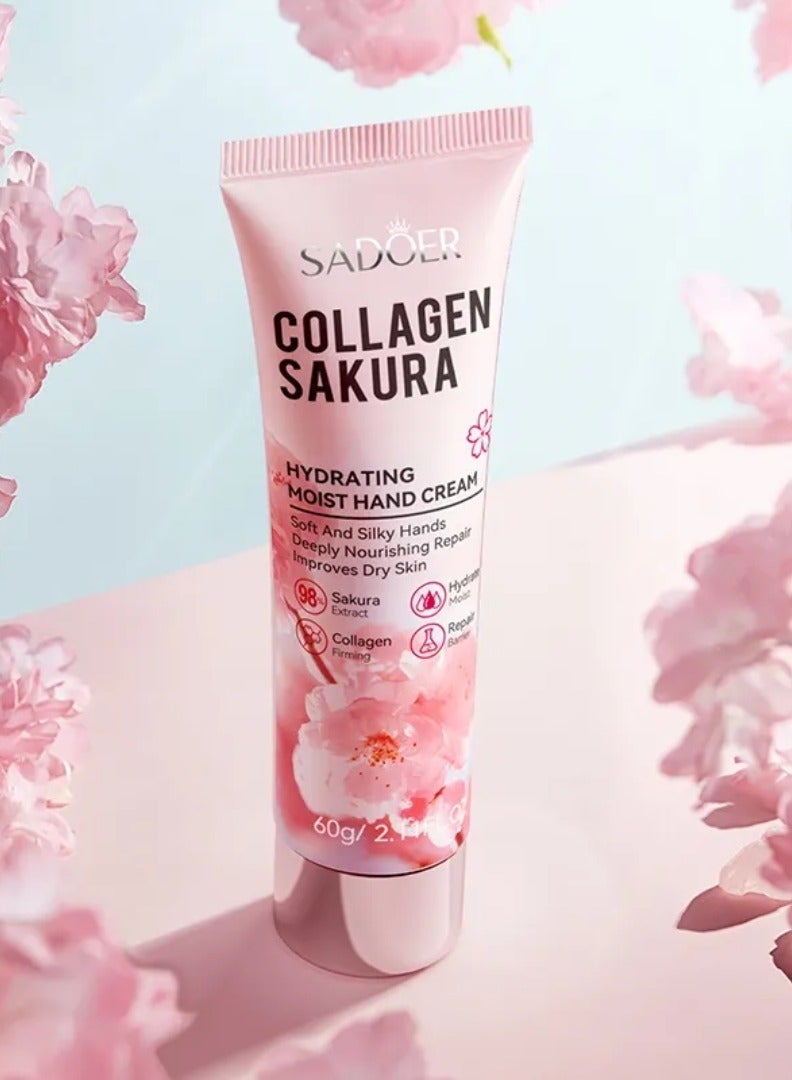 SADOER 60g Collagen Sakura Hydrating Moist Hand Cream - Image 4