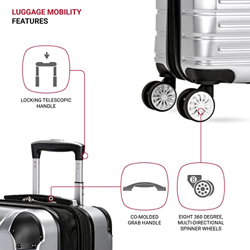 SWISSGEAR حقائب سفر صلبة قابلة للتوسيع من SwissGear 7782 مع عجلات دوارة، فضي، حقيبة يد 20 بوصة - Image 2