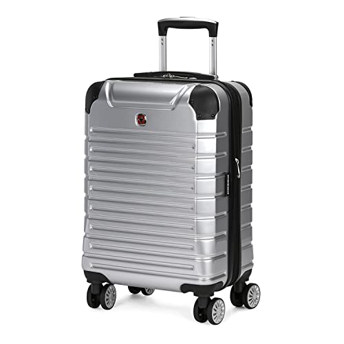 SWISSGEAR حقائب سفر صلبة قابلة للتوسيع من SwissGear 7782 مع عجلات دوارة، فضي، حقيبة يد 20 بوصة - Image 1