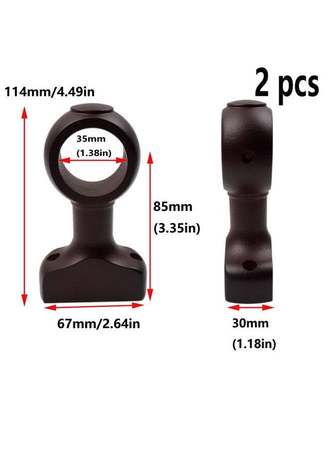 Antrader Curtain Rod Holders,2Pcs Wood Curtain Rod Holder,Wood Curtain Brackets for 1-1/2"(35mm) Pole,Brown - Image 2
