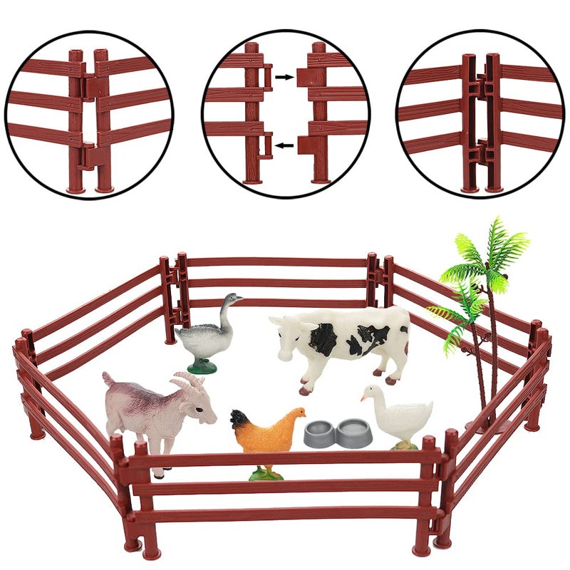 Yowlieu Realistic Farm Animal Figures Toys, 44 Pcs Plastic Farm Figurines Playset Includes Fences Mini Farm Animal Cake Topper Learning Toy Set for Kids & Toddlers - Image 5