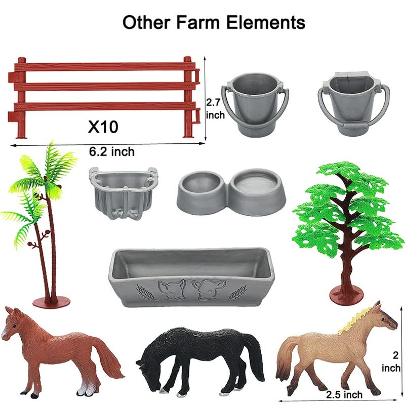 Yowlieu Realistic Farm Animal Figures Toys, 44 Pcs Plastic Farm Figurines Playset Includes Fences Mini Farm Animal Cake Topper Learning Toy Set for Kids & Toddlers - Image 4