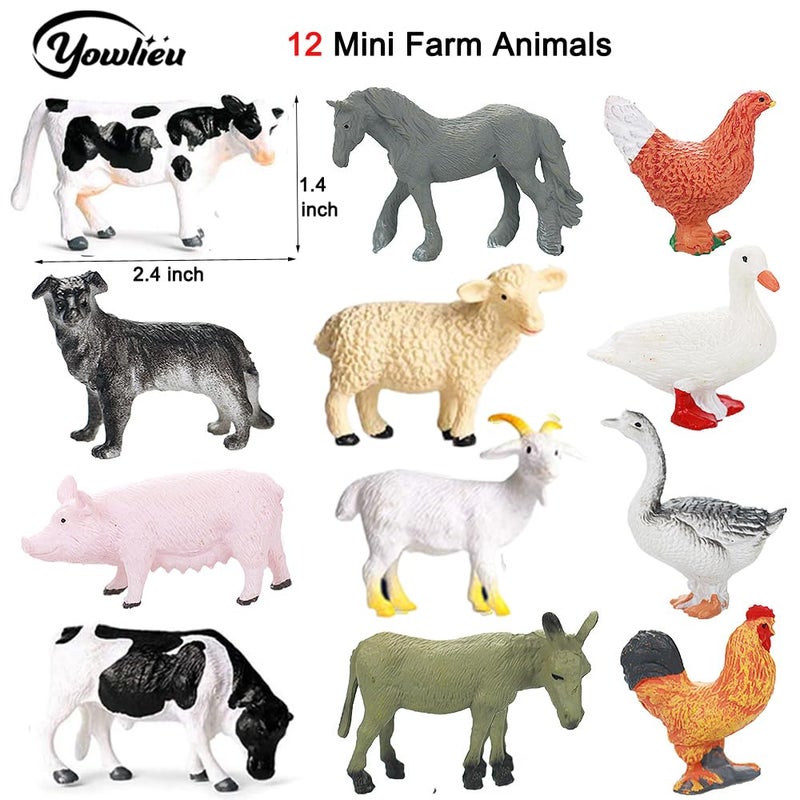 Yowlieu Realistic Farm Animal Figures Toys, 44 Pcs Plastic Farm Figurines Playset Includes Fences Mini Farm Animal Cake Topper Learning Toy Set for Kids & Toddlers - Image 3
