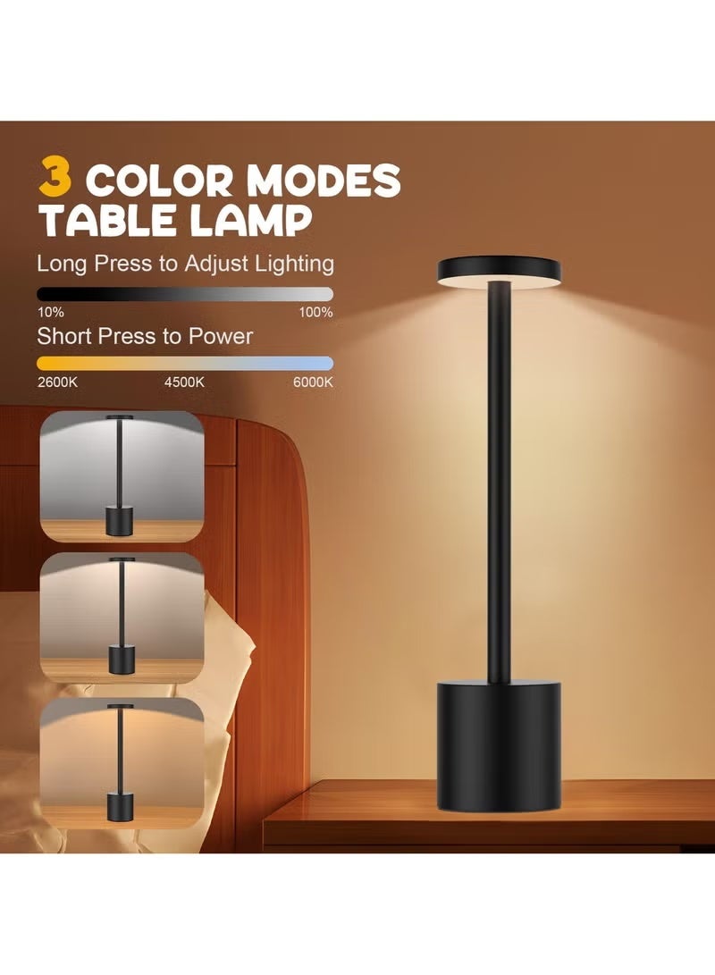 Fullight Cordless Rechargeable LED Table Lamp – 3-Color Stepless Dimming Portable Night Light for Bedroom & Outdoor - Image 2