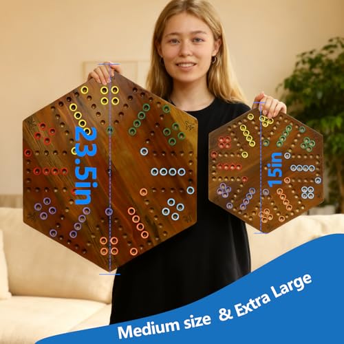 NRZSSN Wahoo Marble Board GameExtra Large 236 Inches Game Board for 4 and 6 Players Classic Family Fun with 30 Marbles 6 Dice Storage Bag Gift Box Bright Colors Extra Large Flame - Image 5
