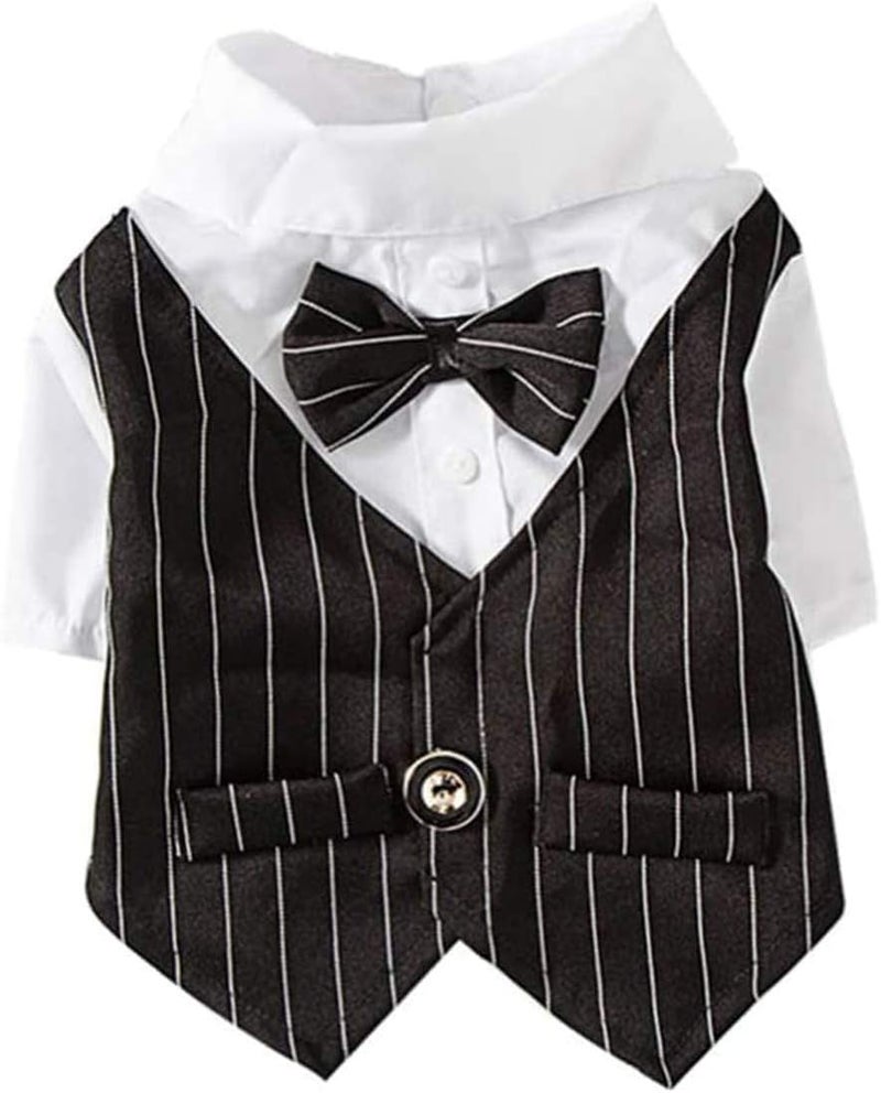 Cozy Pet Clothes Bow Tie Costume Formal Tuxedo Suit for Puppy Teddy Cat Small Cute Indoor Wedding Party Outfit Fashion Dog and Cat (Black Size S) - Image 1