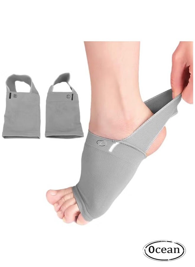 Ocean Arch Support Sleeves Compression Arch Support Plantar Fasciitis Relief Brace with Gel Pad Inside Metatarsal Foot Arch Supports for Flat Feet Arch and Foot Pain - Men & Women - 1 Pair  (Gray)  - Image 1