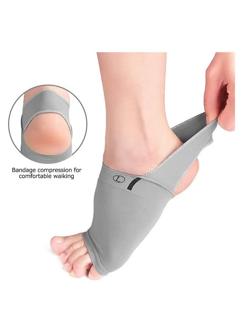 Ocean Arch Support Sleeves Compression Arch Support Plantar Fasciitis Relief Brace with Gel Pad Inside Metatarsal Foot Arch Supports for Flat Feet Arch and Foot Pain - Men & Women - 1 Pair  (Gray)  - Image 2