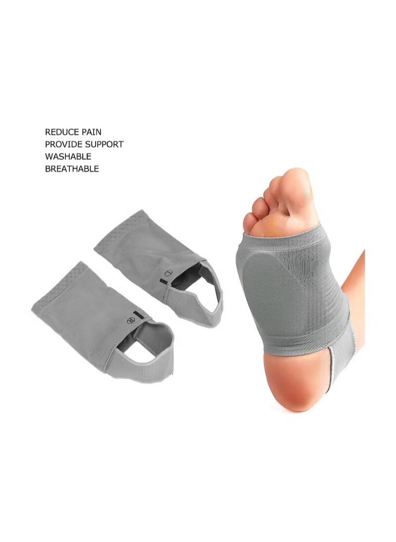 Ocean Arch Support Sleeves Compression Arch Support Plantar Fasciitis Relief Brace with Gel Pad Inside Metatarsal Foot Arch Supports for Flat Feet Arch and Foot Pain - Men & Women - 1 Pair  (Gray)  - Image 3