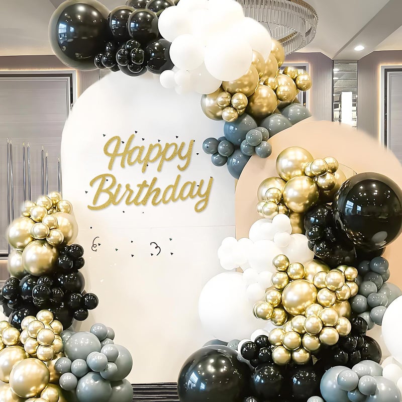 MASTRON Happy Birthday Sign for Backdrop, Glitter Gold 21 X 22 'Happy Birthday' Decal Letters Sticker Balloon Arch Backdrop for Unisex All Ages Men Women Birthday Party Supplies Decorations - Image 4