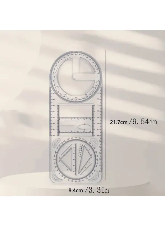 2 Pack Multifunctional Math Geometry Ruler with Protractor Compass Durable Plastic - Image 3