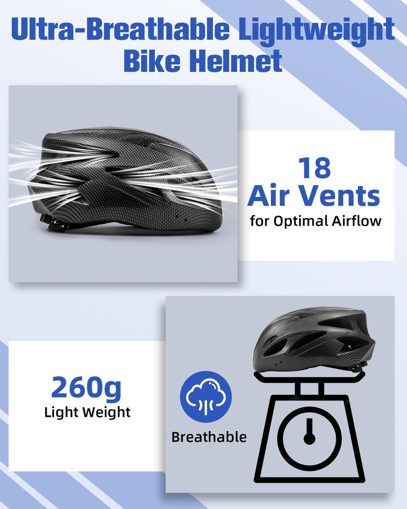 Zacro Adult Bike Helmet, Lightweight Bicycle Helmet with Removable Pads and Visor, CPSC Certified Safety Helmet for Men Women, Mountain Road Cycling Helmet for Adult, Black - Image 4