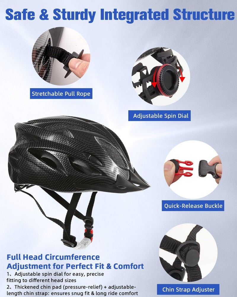 Zacro Adult Bike Helmet, Lightweight Bicycle Helmet with Removable Pads and Visor, CPSC Certified Safety Helmet for Men Women, Mountain Road Cycling Helmet for Adult, Black - Image 3