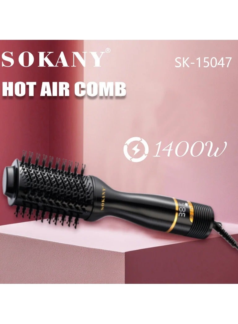 sokany The Sokany 1400W Digital Hair Dryer Brush features three functions in one device: a hair dryer, an iron, and an airbrush. This device helps you achieve professional results in no time. SK-15047  - Image 3