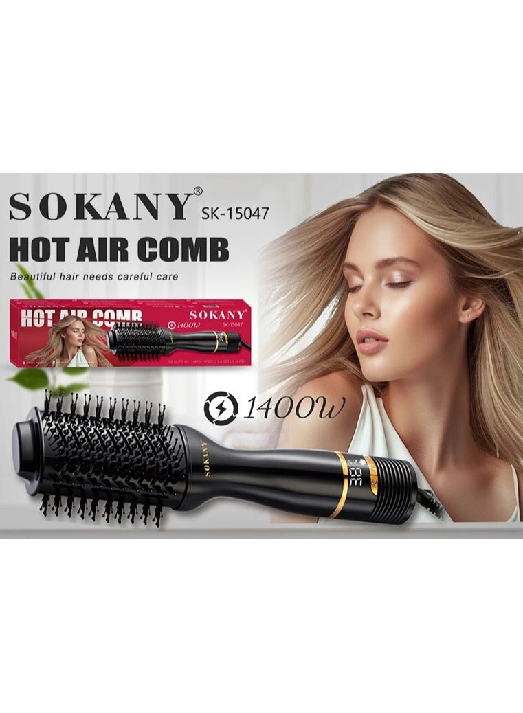 سوكاني فرشه استشوار سوكانى ديجيتال 1400 وات  تتميز  ثلاثة وظائف في جهاز واحد: مجفف شعر، جهاز كي، وفرشاة هوائية. يساعدك هذا الجهاز على تحقيق نتائج احترافية في وقت قصير.SK-15047 - Image 1