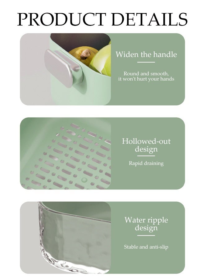 DUNISO Multifunctional Drain Basket Set Drainage Basket Funnel Strainer Double Layer Drain Basket Household Kitchen Strainer Bowl Plastic Washing Vegetables Basket with Handle for Fruit Washing, Vegetable Draining and Food Storage - Image 5