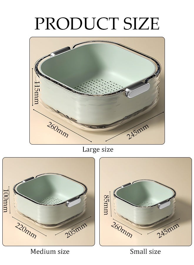 DUNISO Multifunctional Drain Basket Set Drainage Basket Funnel Strainer Double Layer Drain Basket Household Kitchen Strainer Bowl Plastic Washing Vegetables Basket with Handle for Fruit Washing, Vegetable Draining and Food Storage - Image 4