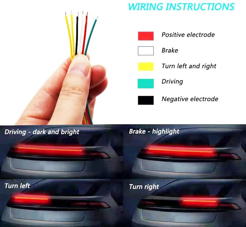 Asryd ضوء فرامل خلفي LED/إشارة انعطاف/إضاءة نهارية عالمية للسيارة/شريط ضوء صندوق خلفي متعدد الألوان (ألياف الكربون) 54 بوصة لسيارة هوندا WR-V - Image 2