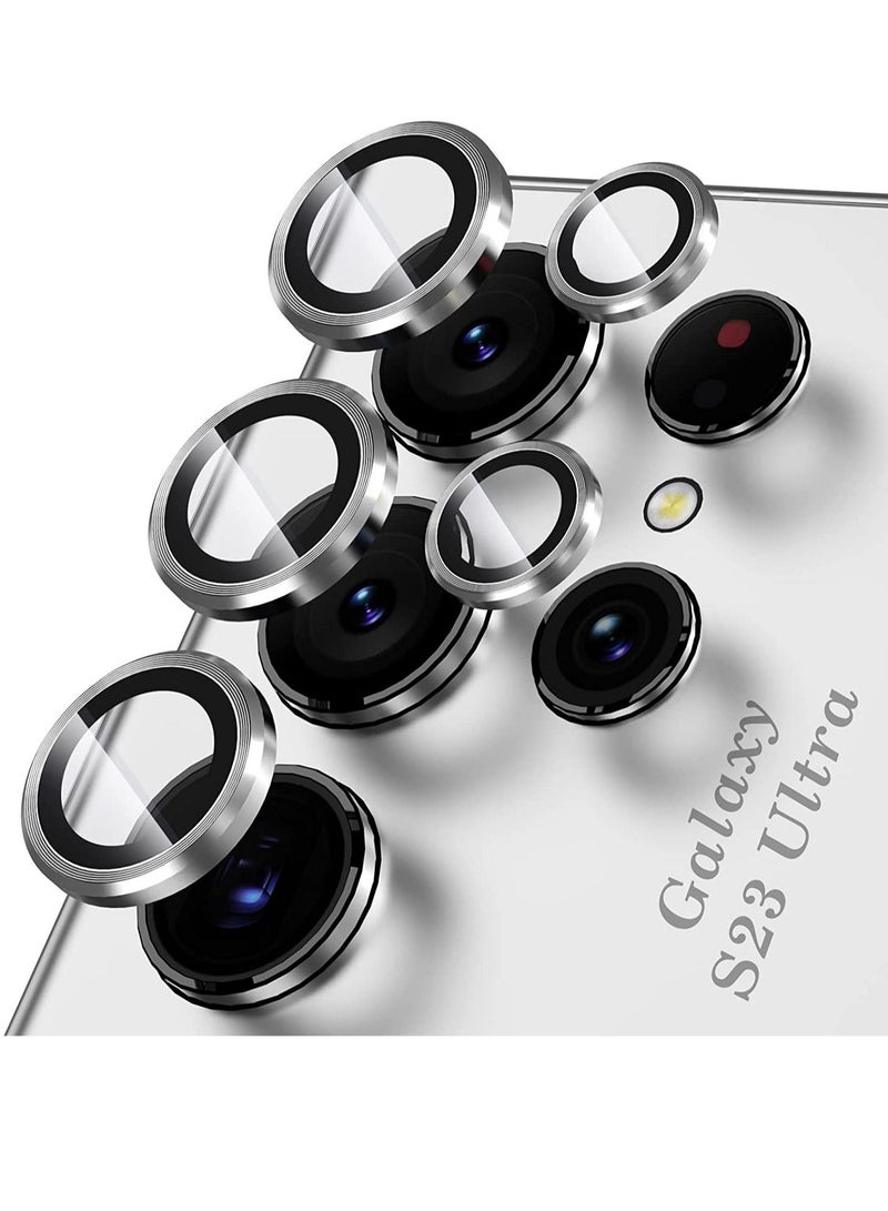ELTRAZONE Samsung Galaxy S23 Ultra Camera Lens Protector, Glitter Bling Tempered Glass Camera Screen Protector Individual Metal Ring Lens Cover - Image 1